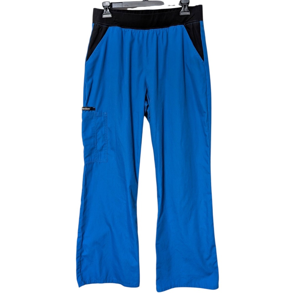 Cherokee Flexibles Royal Blue 4-Pocket Pull On Elastic Waist Cargo Scrub Pants M